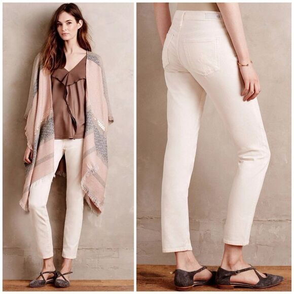 NEW AG The Stevie Ankle Corduroy Pants in Winter White Size 26 R - Picture 1 of 12